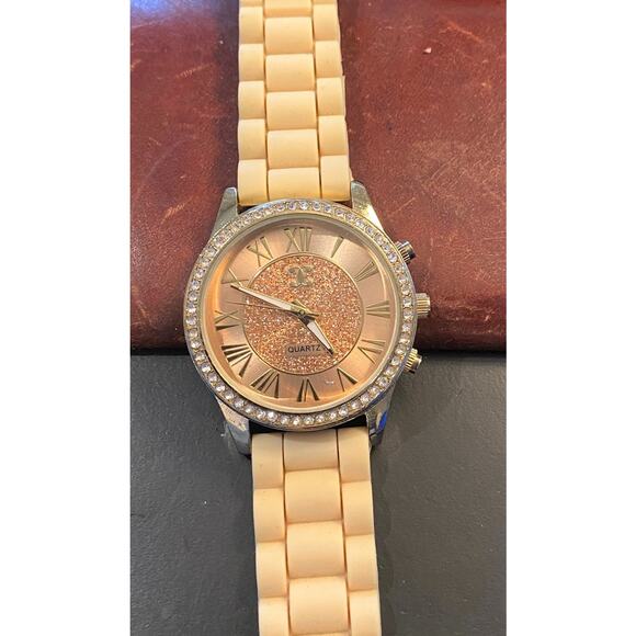 Women's 40mm Gold Tone charming Charlie Watch, Mocha Color Band - Picture 1 of 2